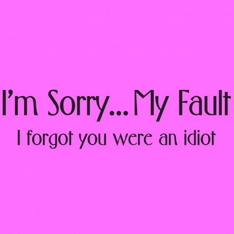 I'm Sorry My Fault I Forgot You Were An Idiot