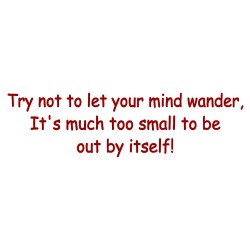Try Not To Let Your Mind Wander, It's Much Too Small To Be Out By Itself!