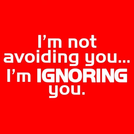 I'm Not Avoiding You... I'm IGNORING You.
